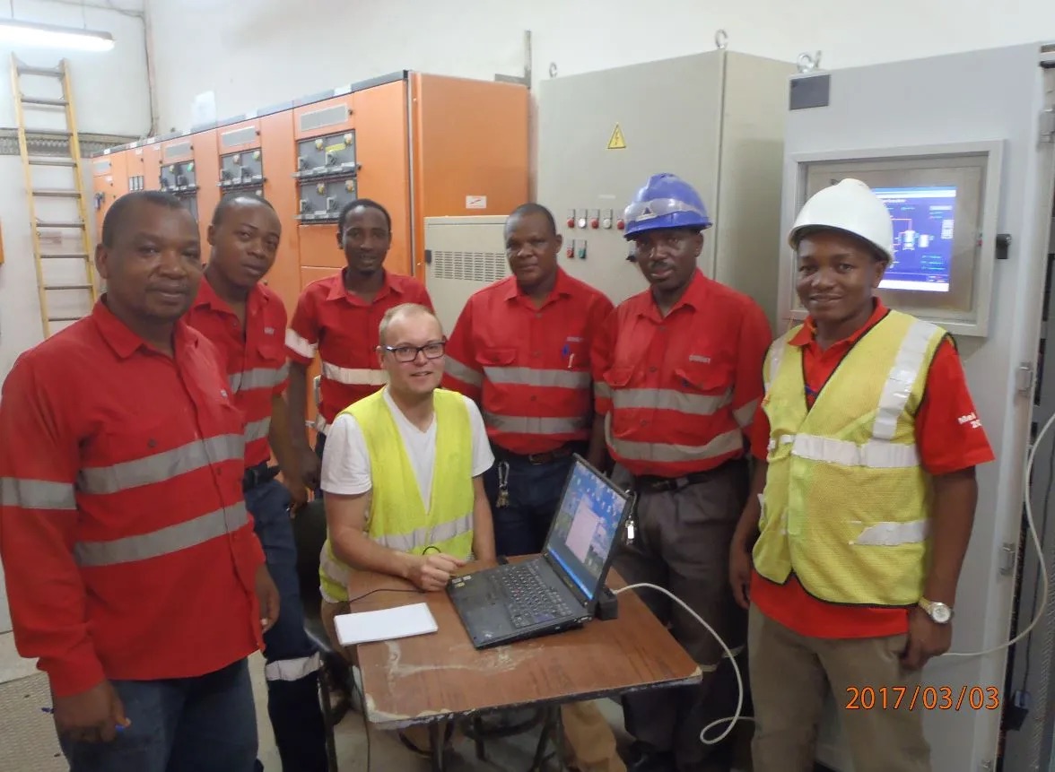The team on site at the pump retrofit project in Tanga, Tanzania