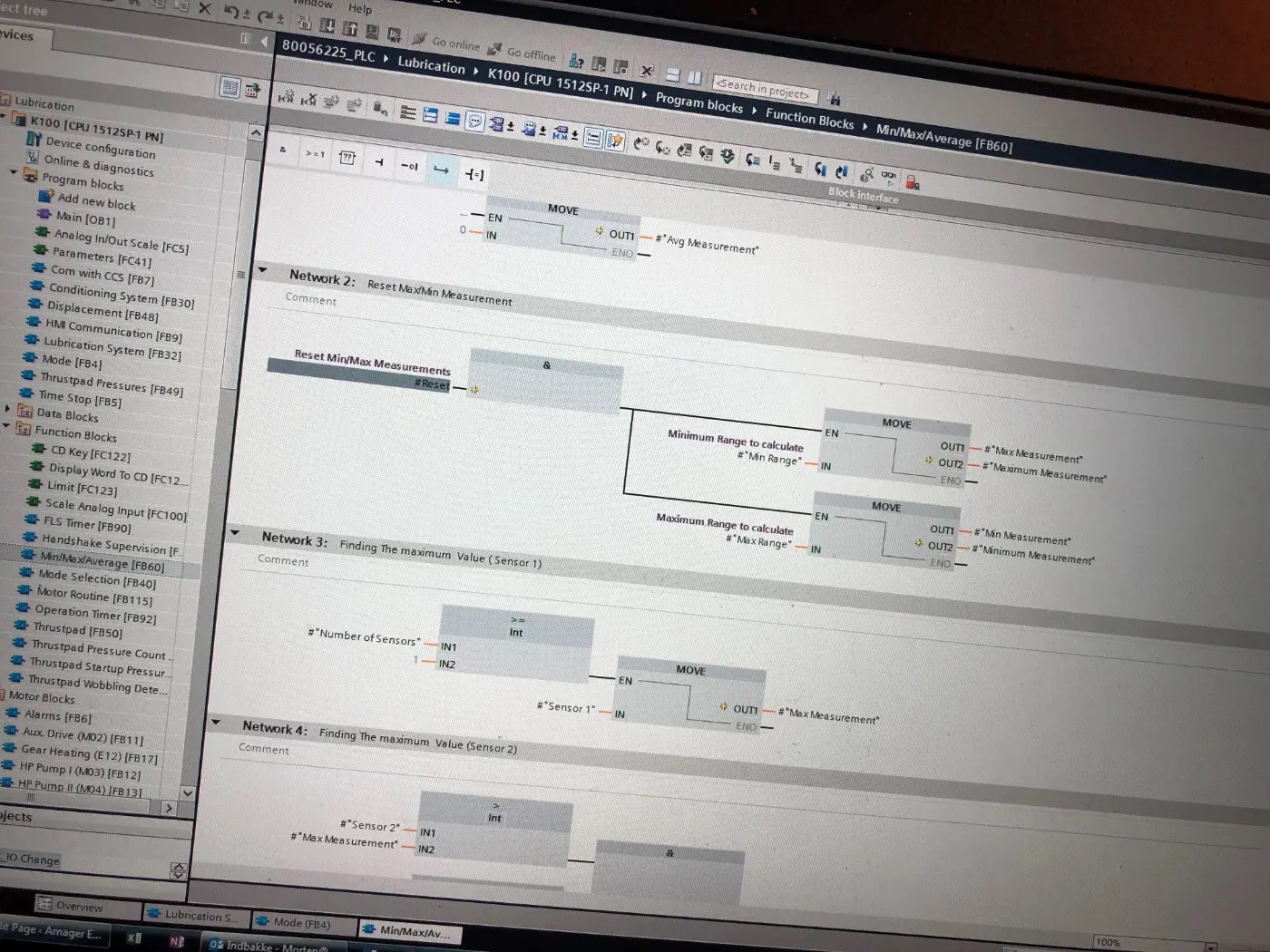 Siemens TIA Portal project on screen